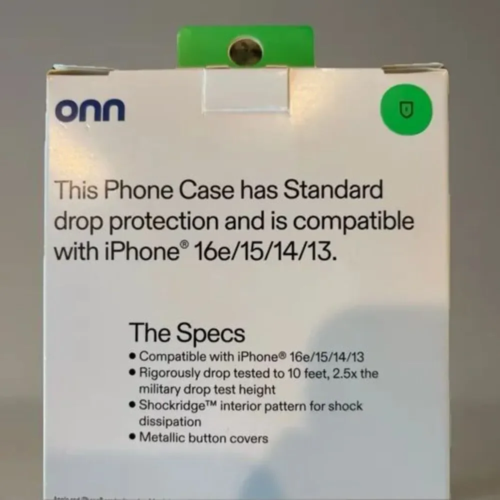onn iPhone 16e/15/14/13 Phone Case, Iridescent Drop Protection Case, Snake Logo
